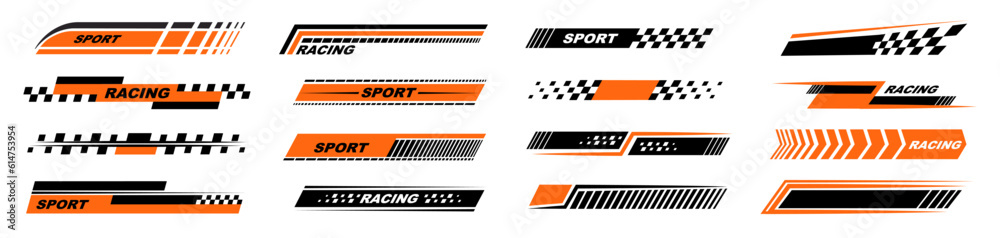 Black Sticker Design Racing Sports stripes, car stickers black color. Racing decals for tuning set ...