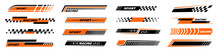 Sports Stripes, Car Stickers Black Color. Racing Decals For Tuning Set. Vector Illustration.