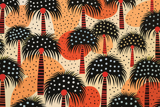 Illustration, Landschaft mit Palmen, Generiert mit KI