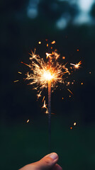 Wall Mural - a hand holding a sparkler, high contrast