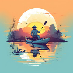 Wall Mural - Fishing Boat T-shirt Design 