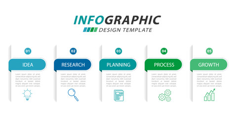 Timeline Creator infographic template. 5 Step timeline journey, calendar Flat simple infographics design template. presentation graph. Business concept with 5 options, gantt vector illustration.