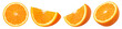 Leinwandbild Motiv half orange fruit and slice isolated, Orange fruit macro studio photo, transparent png, PNG format, cut out