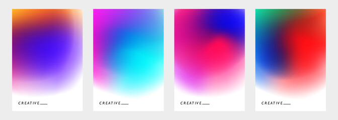 Poster - Set of vibrant blurred backgrounds with bright color gradients. Abstract graphic templates collection for brochure covers, posters and flyers. Vector illustration.