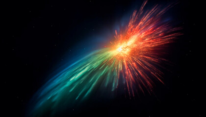 Poster - Explosive fireworks ignite the night sky with vibrant colors generated by AI