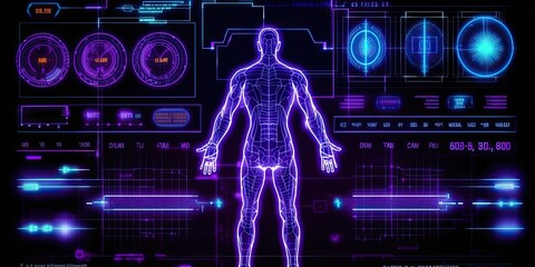 Futuristic HUD screen data hologram. Generative AI