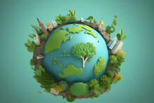 Paper Cut , World Environment And Earth Day Concept , Save Energy Creative Idea , Created With Generative Ai Technology