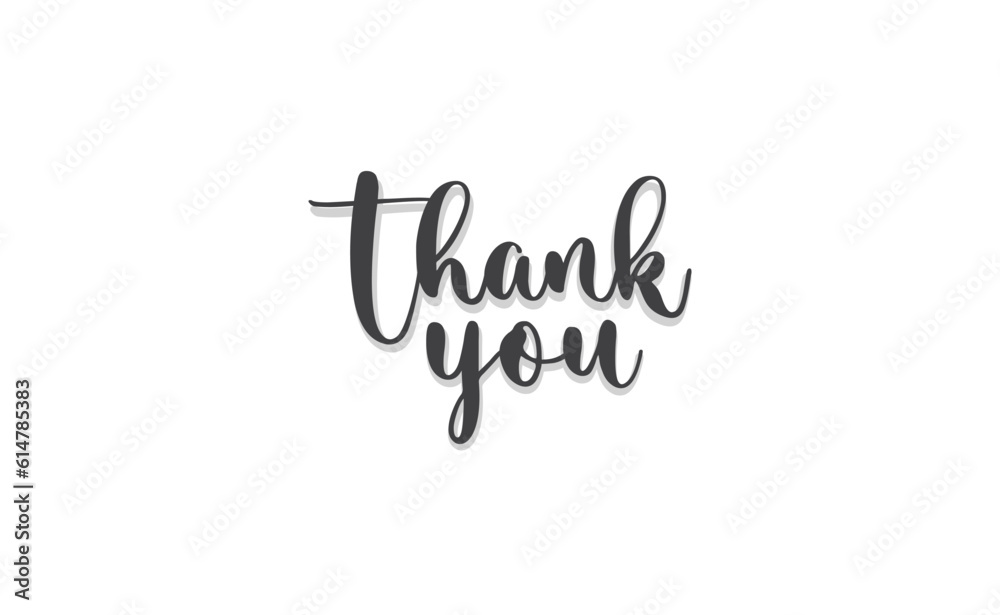 Thank you lettering text with drop shadow. Hand drawn style thanking ...