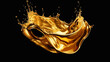 liquid gold splash isolated on black background. ai generative