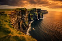 Stunning Landscapes In Cliffs Of Moher Ireland, Generative AI