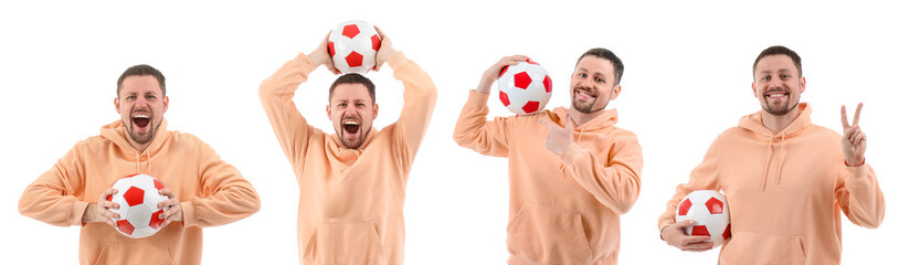 Wall Mural - Man with soccer ball isolated on white