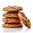 © AI Visual Vault - Illustration of a delicious stack of homemade chocolate chip cookies on a plain white background created with Generative AI technology