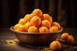 Indian sweet Motichoor laddoo is also known as Bundi Laddu or Motichur Laddoo which originated from very small Gram flour balls or Boondis which are deep fried.ai generative