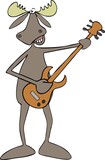 Fototapeta  - Bull moose playing electric guitar
