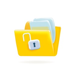 Poster - Folder icon with lock. 3d design.