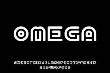 Fototapete - OMEGA futuristic modern geometric alphabet font.