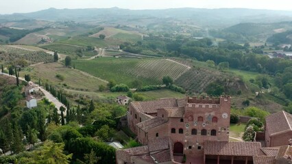 Canvas Print - aerial view of the medieval town of Certaldo in Tuscany