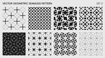 Poster - Seamless vector elegant abstract geometric pattern for various design, Black and white rhythmic repeating texture, creative modern background with element various shapes, set 2