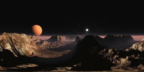 Wall Mural - sunset on Mars. HDRI . equidistant projection. Spherical panorama. panorama 360. environment map, 3d rendering