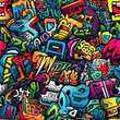 © Roman - Graffiti art seamless repeat pattern, colorful funky