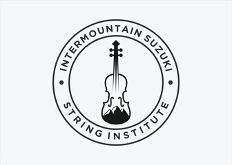 Wall Mural - violin with mountain logo design vector silhouette illustration