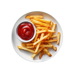 Poster - Delicious Plate of French fries and Ketchup Isolated on a Transparent Background.