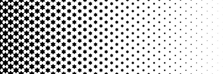 Poster - horizontal black halftone of star design for pattern and background.