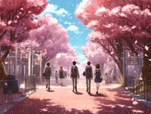 Anime High School Scene - AI Generated
