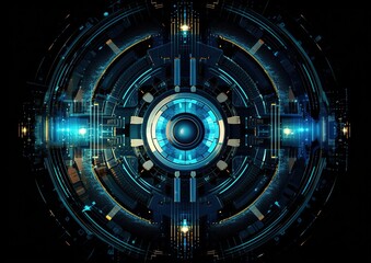 Poster - Abstract style on a blue background. display in futuristic cyberpunk style...