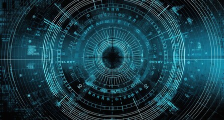 Poster - Abstract style on a blue background. display in futuristic cyberpunk style...