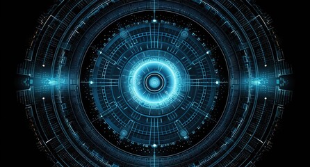 Poster - Abstract style on a blue background. display in futuristic cyberpunk style...