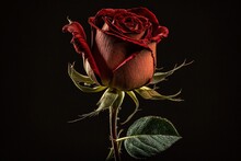 Red Rose On A Black Background Generated By Ai