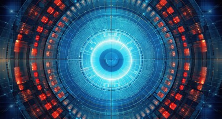 Poster - Abstract style on a blue background. display in futuristic cyberpunk style...