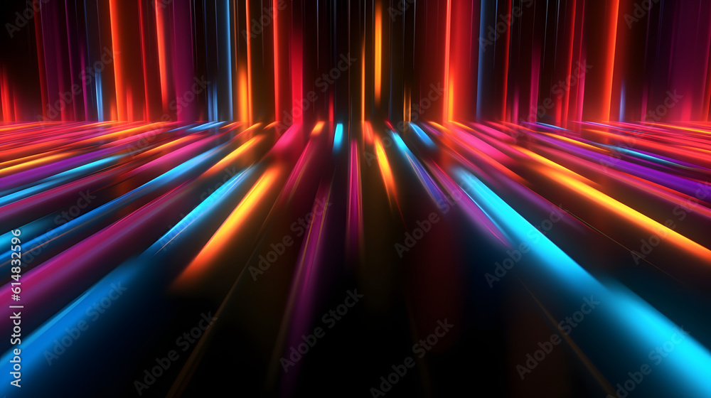 3d render, abstract neon background. Colorful glowing lines. Digital ...