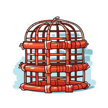 Playful Cartoon Crab Traps Sticker Illustrations In Minimalist Detailed Style