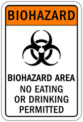 Wall Mural - Biohazard warning sign and labels bio hazard area, no food or drink permitted