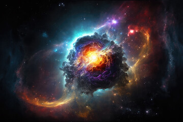 Majestic release of energy of cosmic star collapse in deep space wallpaper illustration.