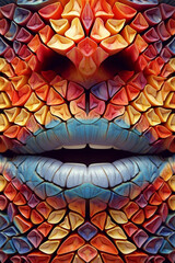 Poster -  A conceptual artwork of abstract lips transformed into a kaleidoscopic pattern, symbolizing the complexity and diversity of human emotions and experiences.  Generative AI technology.
