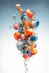 Aufkleber -  An artistic representation of abstract balloons in motion, with dynamic brushstrokes and energetic lines, capturing the dynamic and lively nature of these floating objects.  Generative AI technology.