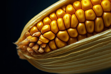 Aufkleber -  A macro photograph of a single maize corn kernel, highlighting its unique texture and color, capturing the intricacies of nature's design.  Generative AI technology.