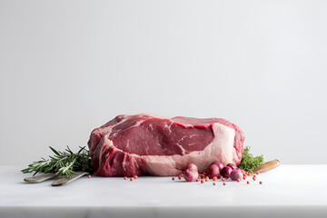 Fresh beef isolated on a white background. AI generated