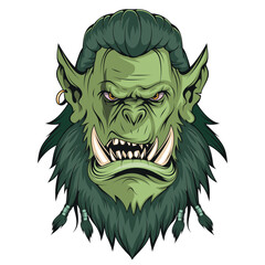 Orc. Vector illustration of a warrior troll. Monster orc e-sport game logo