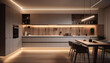 Modern kitchen design with luxury appliances and elegant lighting equipment generated by AI