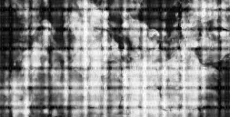 Poster - Halftone overlay texture. With an illustration of smoke and fire. Grunge vector background for contemporary designs. Y2k style