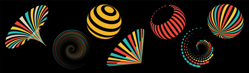 Poster - Set of aesthetic y2k geometric shapes. Simple trendy colorful geometric shapes. Retro design elements. Vector illustration for social networks or posters. EPS 10