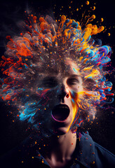 Wall Mural - Surreal illustration of an angry mind