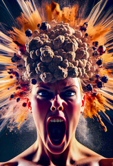 Wall Mural - Surreal illustration of an angry mind