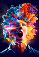Wall Mural - Surreal illustration of an angry mind