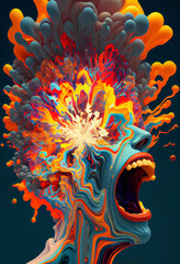 Wall Mural - Surreal illustration of an angry mind
