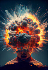 Wall Mural - Surreal illustration of an angry mind